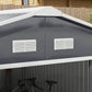 11.2ft x 12.5ft Practical Backyard Garden Storage Tool Shed 4 Ventilation Slots Double Sliding Door, Grey