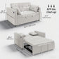 3-in-1 Convertible Sofa Bed, Pull-Out Sleeper Sofa with USB Charging, Adjustable Backrest and Side Pockets, Beige