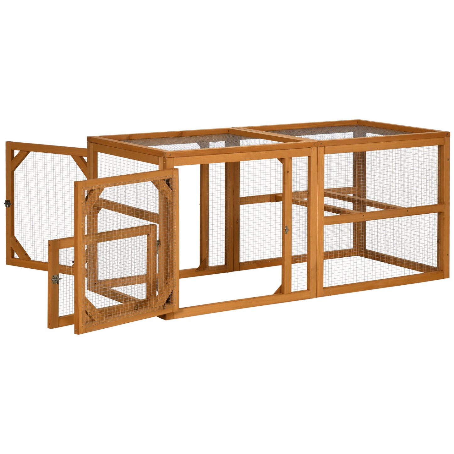 55" Wooden Chicken Coop Extension Outdoor with Roosting Bars, Combinable Design, Orange