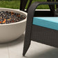 Patio Wicker Adirondack Chair, Outdoor Rattan Muskoka Chair with Cushions for Patio, Garden, Backyard Dark Blue