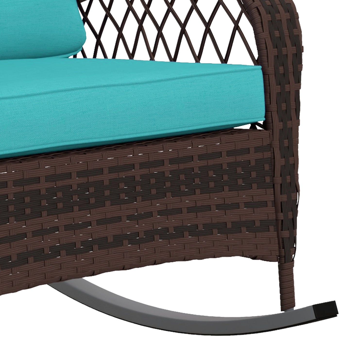 Outdoor Wicker Rattan Rocking Chair Patio Rocker with Thick Cushions for Garden Backyard Porch, Light Green