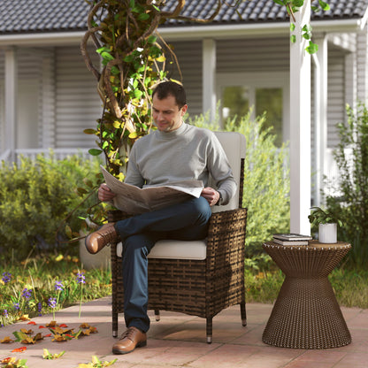 Wicker Recliner Chair with Adjustable Backrest - Cream White