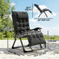 Folding Garden Chair, Reclining Zero Gravity Chair, Sun Lounger with Cushion and Headrest, Black
