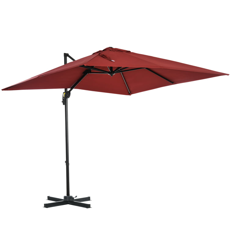 8' x 8' Wine Red Square Offset Umbrella with Crank & Tilt