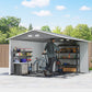 9' x 10.6' Garden Storage Shed w/ Foundation Kit Metal Tool Storage House w/ Double Doors Light Grey