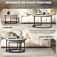 Modern Coffee Table Set of 2, Nesting Side Tables w/ Metal Base for Living Room Bedroom Office Marble White