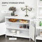 Wooden Sideboard Buffet Cabinet with Open Shelf and 2-Door Storage, White