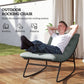 Outdoor Patio Rocking Chair with Cushion, Steel Frame Balcony Chair with Mesh Deep Seat for Porch, Garden, Grey