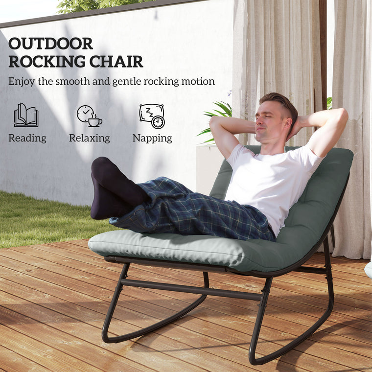 Steel Rocking Chair with Cushion and Mesh Deep Seat