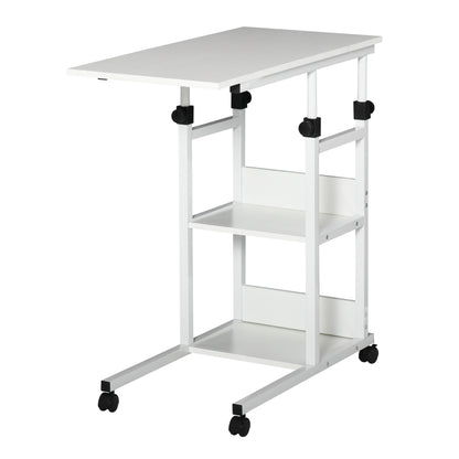 31.5" Mobile Standing Desk with Wheels - White