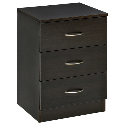 3-Drawer Nightstand with Metal Rail - Dark Brown