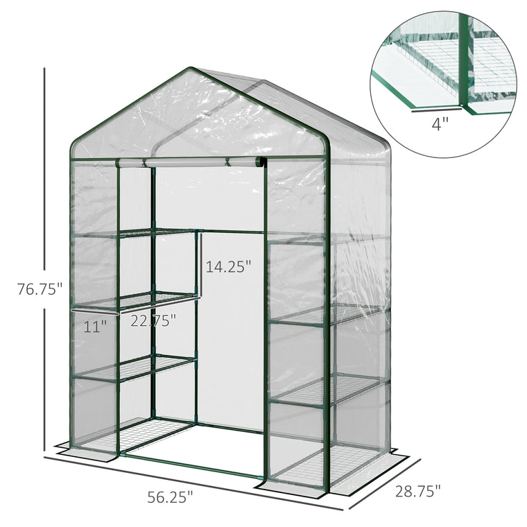 56" x 29" x 77" Transparent Greenhouse with 4 Tier Shelves