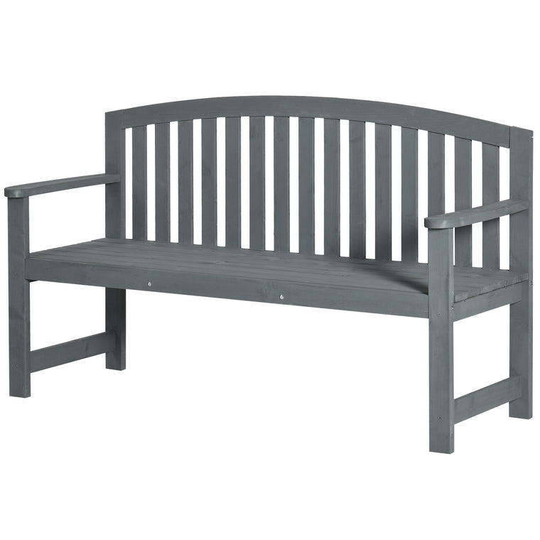 Wooden Outdoor Bench with Slatted Backrest