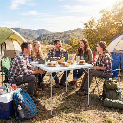 34" x 34" White Folding Picnic Table