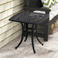 21" Square Outdoor End Table, Cast Aluminum Patio Side Table with Umbrella Hole for Garden, Balcony, Poolside, Black