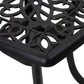 21" Square Outdoor End Table, Cast Aluminum Patio Side Table with Umbrella Hole for Garden, Balcony, Poolside, Black