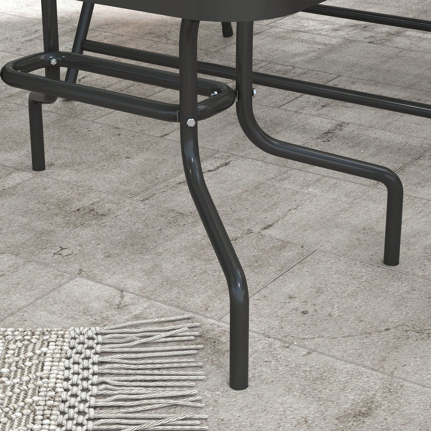 Outdoor 4 Pieces Patio Furniture Set, Garden Set with Two Foldable Armchairs, a Loveseat & Glass Top Table, Mixed Grey