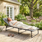 Folding Lounge Chair, Adjustable Chaise Lounge with Headrest, Reclining Lounger Cot for Camping, Hiking, Light Grey