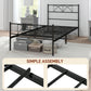 Metal Twin Platform Bed Frame with Headboard, Steel Slat Support, Underbed Storage, No Box Spring Needed, Easy Assembly