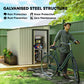 5x7 Garden Shed, Lean-to Metal Storage with Foundation, Sliding Door & 2 Vents for Garden Tools, White