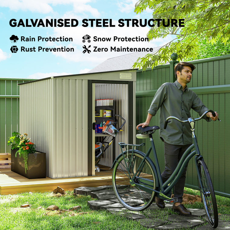 5' x 7' Metal Lean-To Shed with Sliding Doors and Foundation