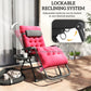 Padded Zero Gravity Chair, Folding Recliner Chair, Patio Lounger with Cup Holder, Adjustable Backrest, Removable Cushion for Outdoor, Deck, Poolside, Red