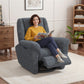 Power Recliner Chair, Fabric Upholstered Recliner Chair with USB Ports, Swivel and Rocking Function, Footrest, Dark Grey