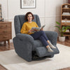 Power Recliner Chair, Fabric Upholstered Recliner Chair with USB Ports, Swivel and Rocking Function, Footrest, Dark Grey