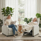 Fabric Recliner Chair Manual Home Theater Seating Single Reclining Sofa Chair with Padded Seat, Cream White