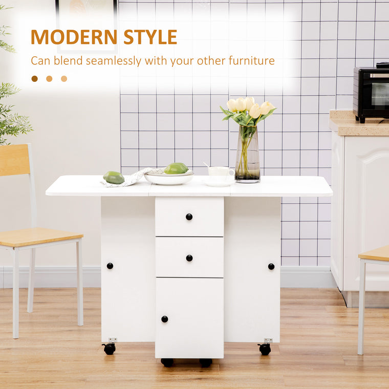 Foldable Drop-Leaf Kitchen Table with Storage