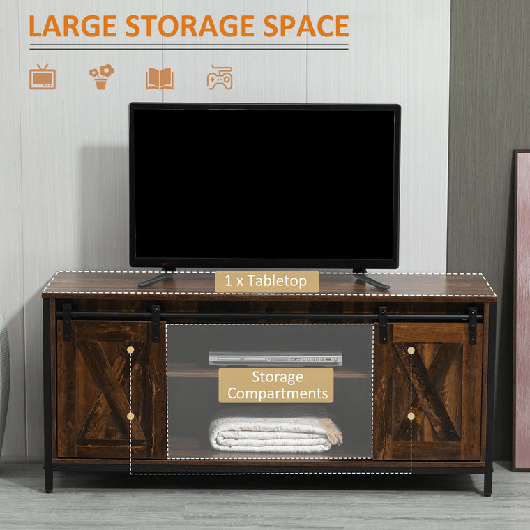60" Industrial TV Stand with Barn Doors - Brown