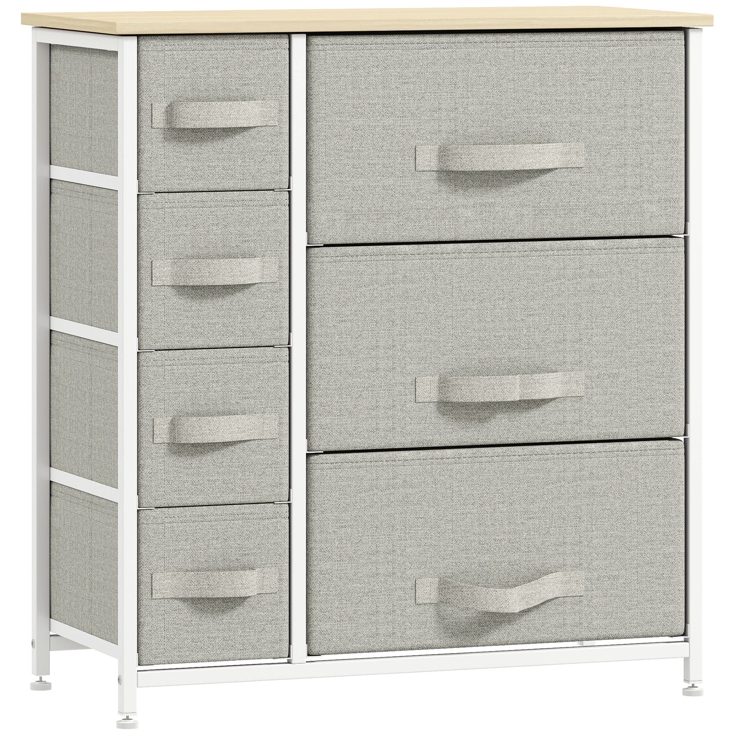 Dresser with 7 Drawers, Chest of Drawers with Metal Frame, Fabric Dresser for Living Room, Light Grey