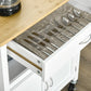 Kitchen Cart, Utility Trolley, Small Kitchen Island with Storage Drawer & Side Hooks for Dining Room, White