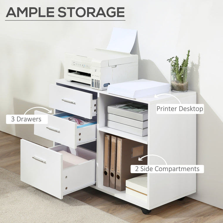 3-Drawer Lateral Filing Cabinet on Wheels