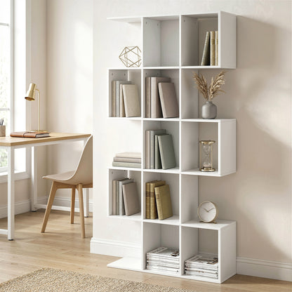 5-Tier S-Shaped Geometric Bookshelf