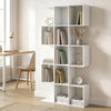 5-Tier Bookshelf, S Shaped Geometric Bookcase with 15 Compartments, White Wood Grain