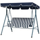 3-Seater Outdoor Porch Swing with Adjustable Canopy, Patio Swing Chair for Garden, Poolside, Backyard, Wine Red