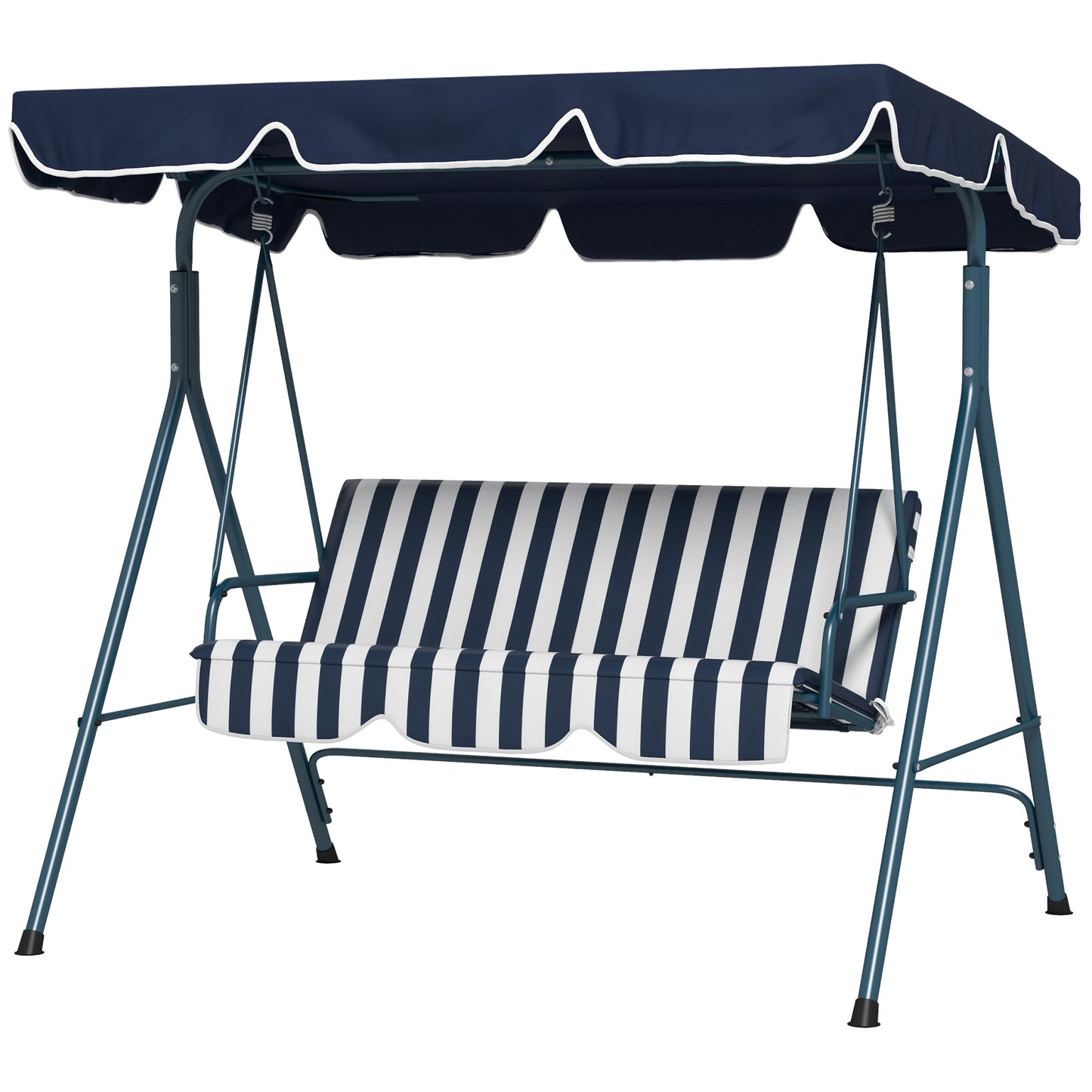 3-Seater Outdoor Porch Swing with Adjustable Canopy, Patio Swing Chair for Garden, Poolside, Backyard, Wine Red
