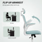 Ergonomic Office Chair, Mesh Desk Chair with Adjustable Headrest, Lumbar Support and Height, Tilt Function, Light Green