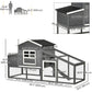 79" Wooden Chicken Coop, Outdoor Hen House, Poultry Habitat with Removable Tray, Nesting Box, Run, Ramp, Grey