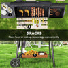 124 x 53 x 104 cm Black Charcoal BBQ Grill with Offset Smoker