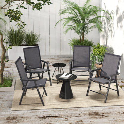 Dark Grey 4-Piece Folding Chair Set with Armrests