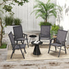 4-Piece Folding Chair Set for Relaxing on Patio Balcony Garden, Comfortable Outdoor Furniture with Armrests, Dark Grey