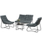 4 Piece Patio Furniture Set, Outdoor Furniture Conversation Set with Loveseat, Chairs Round Metal Table, Cushions, Grey