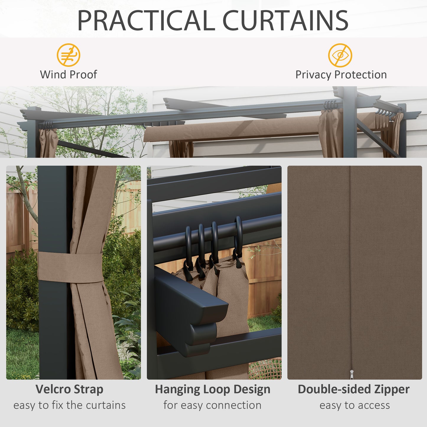 Metal Pergola with Sliding Roof Canopy, Retractable Pergola Canopy