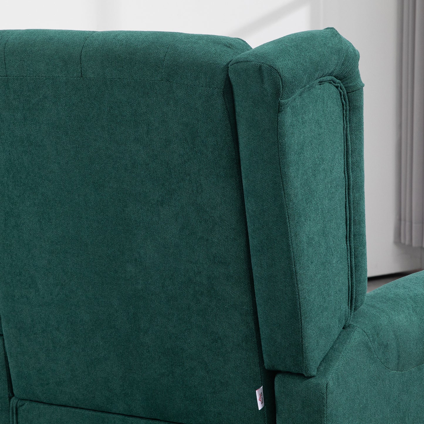 Fabric Accent Chair, Button Tufted Armchair, Armchair with Wood Legs, Thick Padding for Bedroom Dark Green