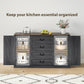 Farmhouse Sideboard with Charging Station, 58" Buffet Cabinet, Kitchen Storage Cabinet with 4 Drawers, 2 Doors, Black