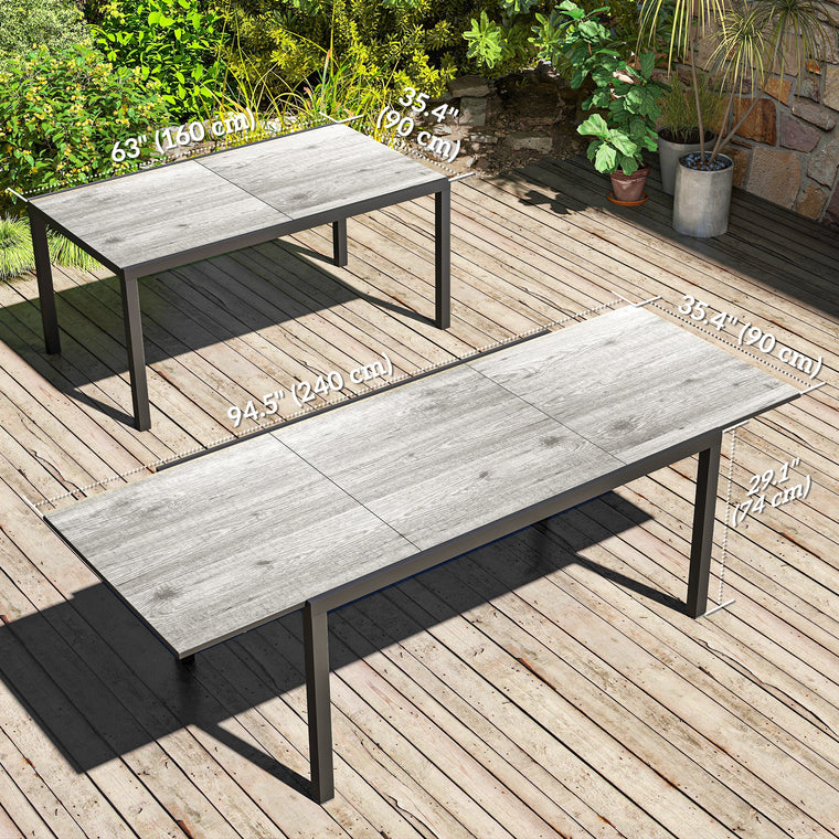 63"-94.5" Extendable Dining Table with Steel Frame