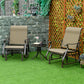 3PCs Gliding Rocking Chair & Bistro Tea Table Set, Mixed Grey