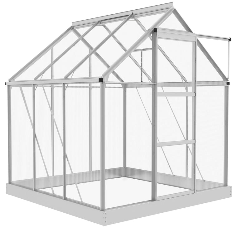 Silver Polycarbonate Walk-In Greenhouse with Aluminum Frame